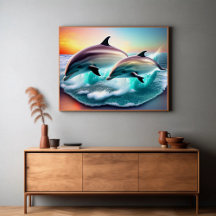 3D Delphine Ocean Sunset Tropical Beach Vibe