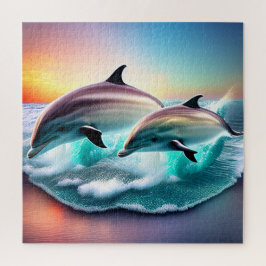 3D Delphine Ocean Sunset Tropical Beach Vibe Puzzle