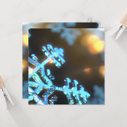 3D-Design "Silver" Snowflake Holiday Karte (Vorderseite/Rückseite Beispiel)