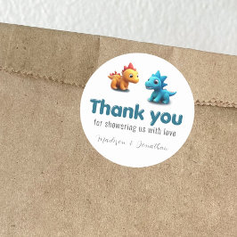 3d Dino dinosaurier Baby Boy Dusche Danke Runder Aufkleber