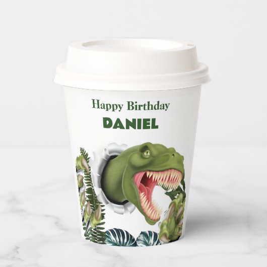 3D Dinosaur Birthday Pappbecher (Vorderseite)