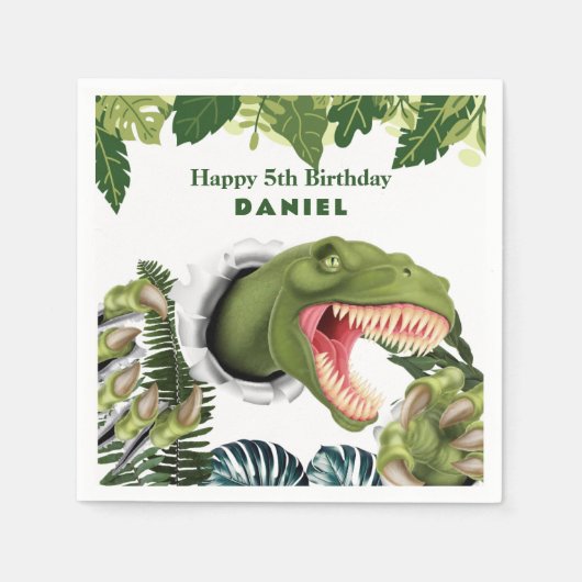 3D Dinosaur Birthday Serviette (Vorderseite)