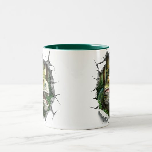 3D Dinosaurier Hot Cocoa Kinder Zweifarbige Tasse (Mittel)