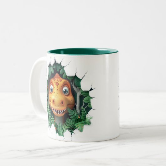 3D Dinosaurier Hot Cocoa Kinder Zweifarbige Tasse (Vorderseite Links)
