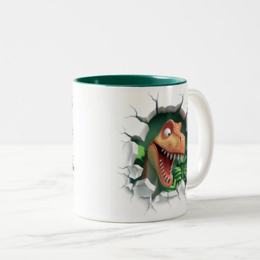 3D Dinosaurier Hot Cocoa Kinder Zweifarbige Tasse (VorderseiteRechts)