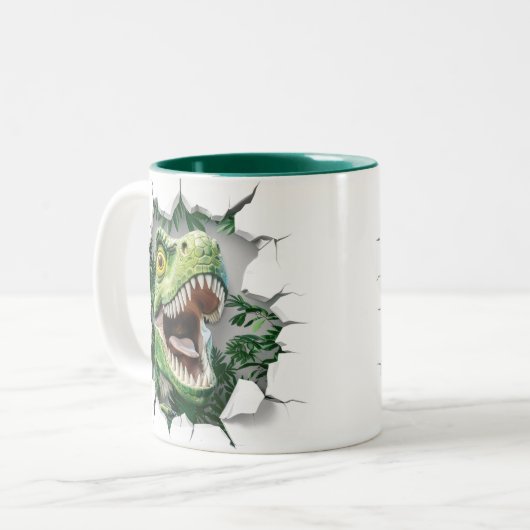 3D Dinosaurier Hot Cocoa Kinder Zweifarbige Tasse (Vorderseite Links)