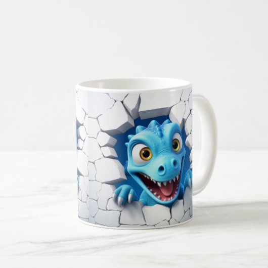 3D Dinosaurier Loch in einer Wall-Tasse: Quirky un Kaffeetasse (VorderseiteRechts)