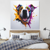 3D Dog incredibly realistic, PREMIUM CANVAS PRINT Leinwanddruck (Insitu (Schlafzimmer))