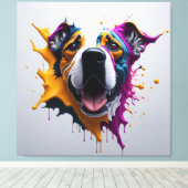 3D Dog incredibly realistic, PREMIUM CANVAS PRINT Leinwanddruck (Insitu (Holzboden))