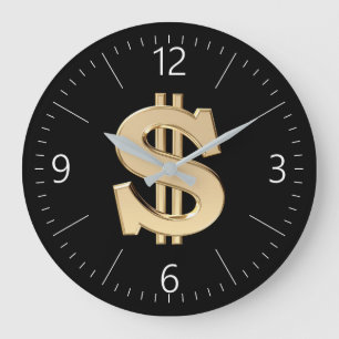 3D dollar sign Große Wanduhr
