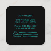 3D-Druckmaschine Quadratische Visitenkarte (Rückseite)