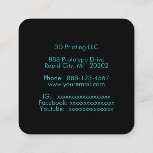 3D-Druckmaschine Quadratische Visitenkarte (Rückseite)