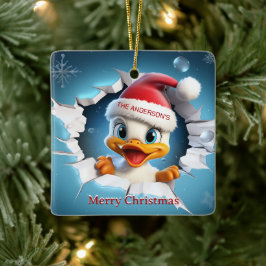 3D Duck Christmas Keramikornament