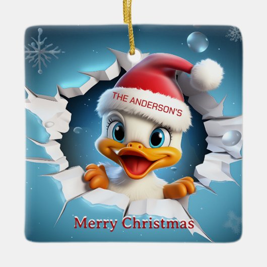 3D Duck Christmas Keramikornament (Vorderseite)