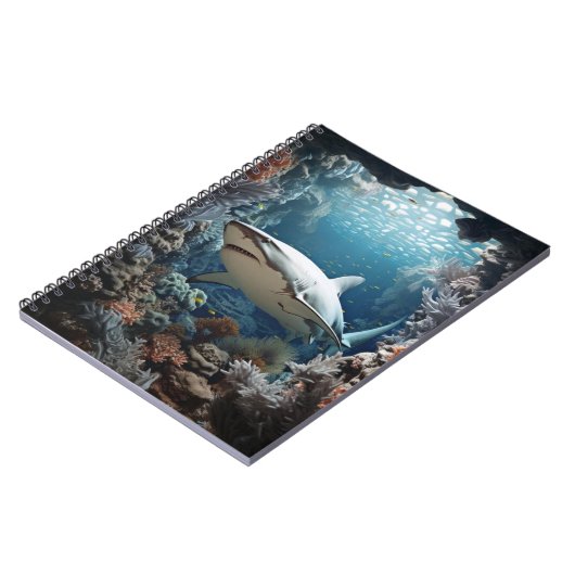 3D Dunkler Unterwasserhai Notizblock (Linke Seite)