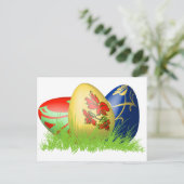 3D easter eggs in grass Feiertagspostkarte (Stehend Vorderseite)