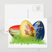 3D easter eggs in grass Feiertagspostkarte (Vorne/Hinten)