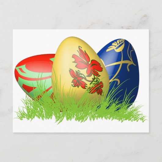 3D easter eggs in grass Feiertagspostkarte (Vorderseite)