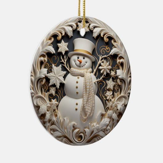 3D Effect Snowman Christmas Ornament | Custom name (Rechts)