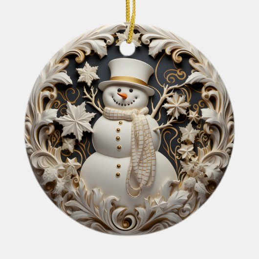3D Effect Snowman Christmas Ornament | Custom name (Vorne)
