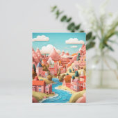 3D-Effekt Abstrakter Fall Stadt Hintergrund Postkarte (Stehend Vorderseite)