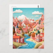 3D-Effekt Abstrakter Fall Stadt Hintergrund Postkarte (Vorne/Hinten)