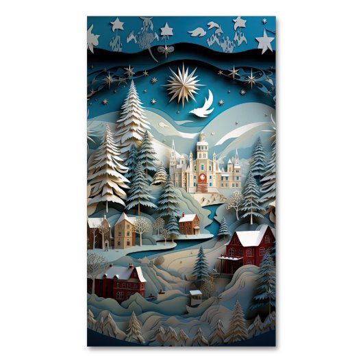 3D-Effekt Abstrakter Weihnachtsgeschmack Magnetische Visitenkarte (Vorderseite Vertikal)