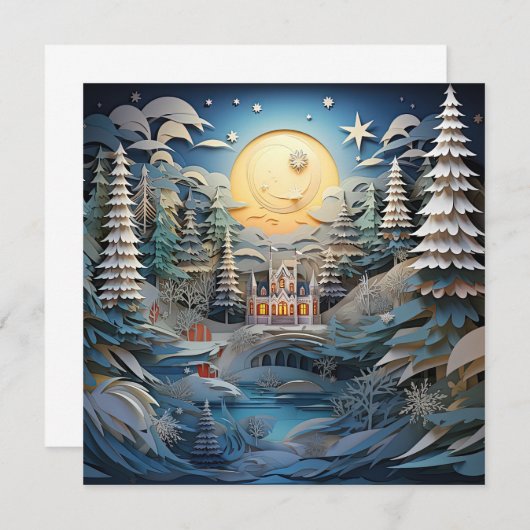 3D-Effekt Abstrakter Weihnachtsgeschmack Mitteilungskarte (Vorne/Hinten)