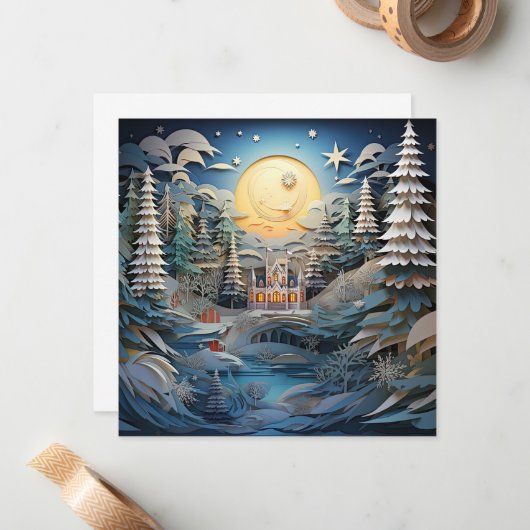 3D-Effekt Abstrakter Weihnachtsgeschmack Mitteilungskarte (Vorderseite/Rückseite Beispiel)