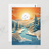 3D-Effekt Abstrakter Winter Hintergrund Postkarte (Vorne/Hinten)