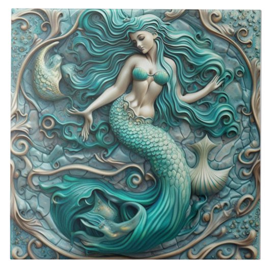 3D-Effekt Aqua Marine Keramik Tile Mermaid Design Fliese (Vorderseite)