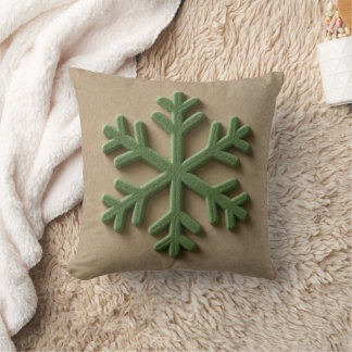 3D-Effekt Beige und grüner minimalistischer Schnee Kissen