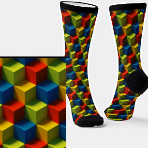 3D-Effekt Cubes optische Illusion Socken
