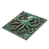 3D-Effekt des grünen Meeresoktopus Fliese (Seite)