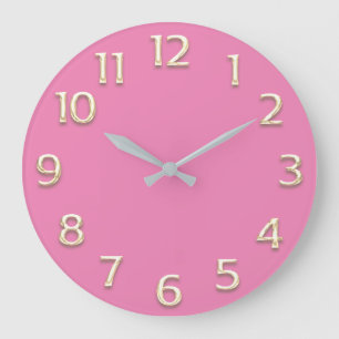 3D Effekt Gold Champagner Minimalismus GIRLY PINK Große Wanduhr