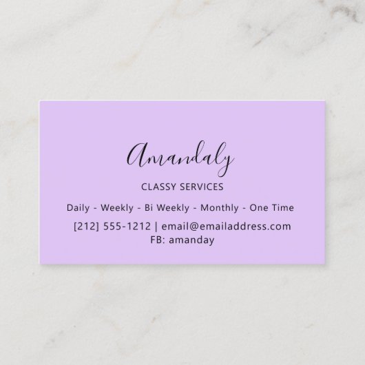 3D-Effekt §Makeup Event Planner Lila Glitzer Visitenkarte (Rückseite)