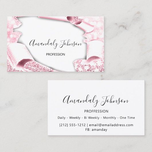 3D-Effekt Makeup Künstler rosa weiß Visitenkarte (Vorne/Hinten)