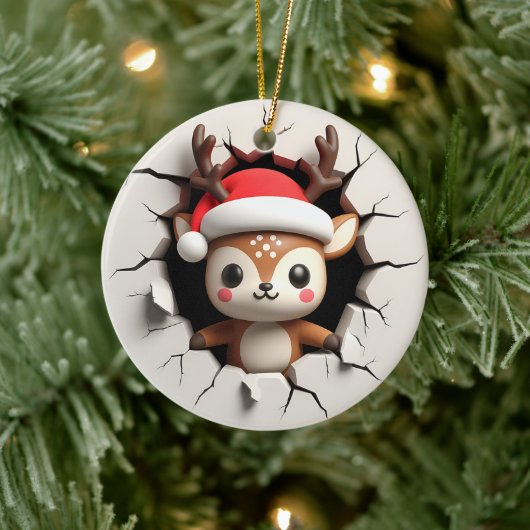 3D-Effekt Rentier nicht richtig 3D Keramik Ornament (Baum)