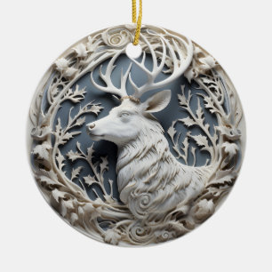 3D-Effekt-Rentier-Ornament   Benutzerdefinierter N Keramik Ornament