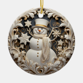 3D-Effekt-Schneemann-Weihnachtsschmuck | Benutzerd Keramik Ornament
