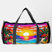 3D-Effekt, Sonnenuntergang Blume Wolkenmalerei Duffle Bag (Vorderseite)