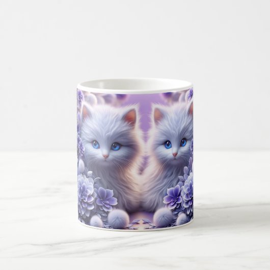 3D-Effekt Tasse Katze und Blume- KatzenTasse (Mittel)