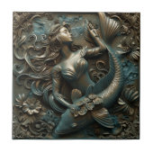 3D-Effekt von Meerjungfrau und Fisch Fliese (Vorderseite)