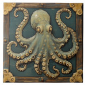 3D-Effekt von Vintage Octopus Fliese (Vorderseite)