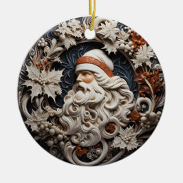 3D-Effekt-Weihnachtsmann-Weihnachtsbaumanhänger | Keramik Ornament