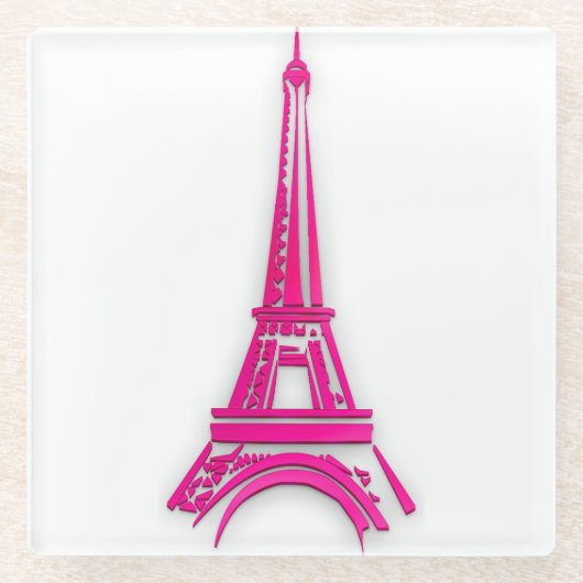3d Eiffelturm, Frankreich, Klippe Glasuntersetzer (Vorderseite)