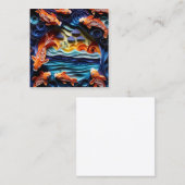 3D Eine farbenfrohe Abbildung des Sees mit Koi Fis Quadratische Visitenkarte (Vorne/Hinten)