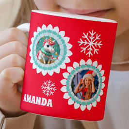 3D Einhorn Weihnachten Personalisiert Kids Foto Kaffeetasse