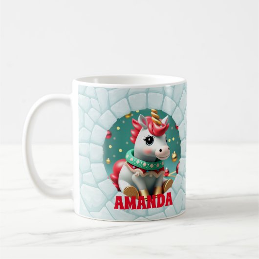 3D Einhorn Weihnachtskids Heiße Schokolade Kaffeetasse (Links)