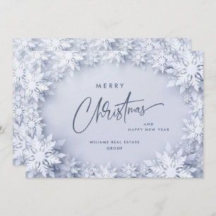 3D Elegante Snowflakes Corporate Weihnachtsgrüße Feiertagskarte